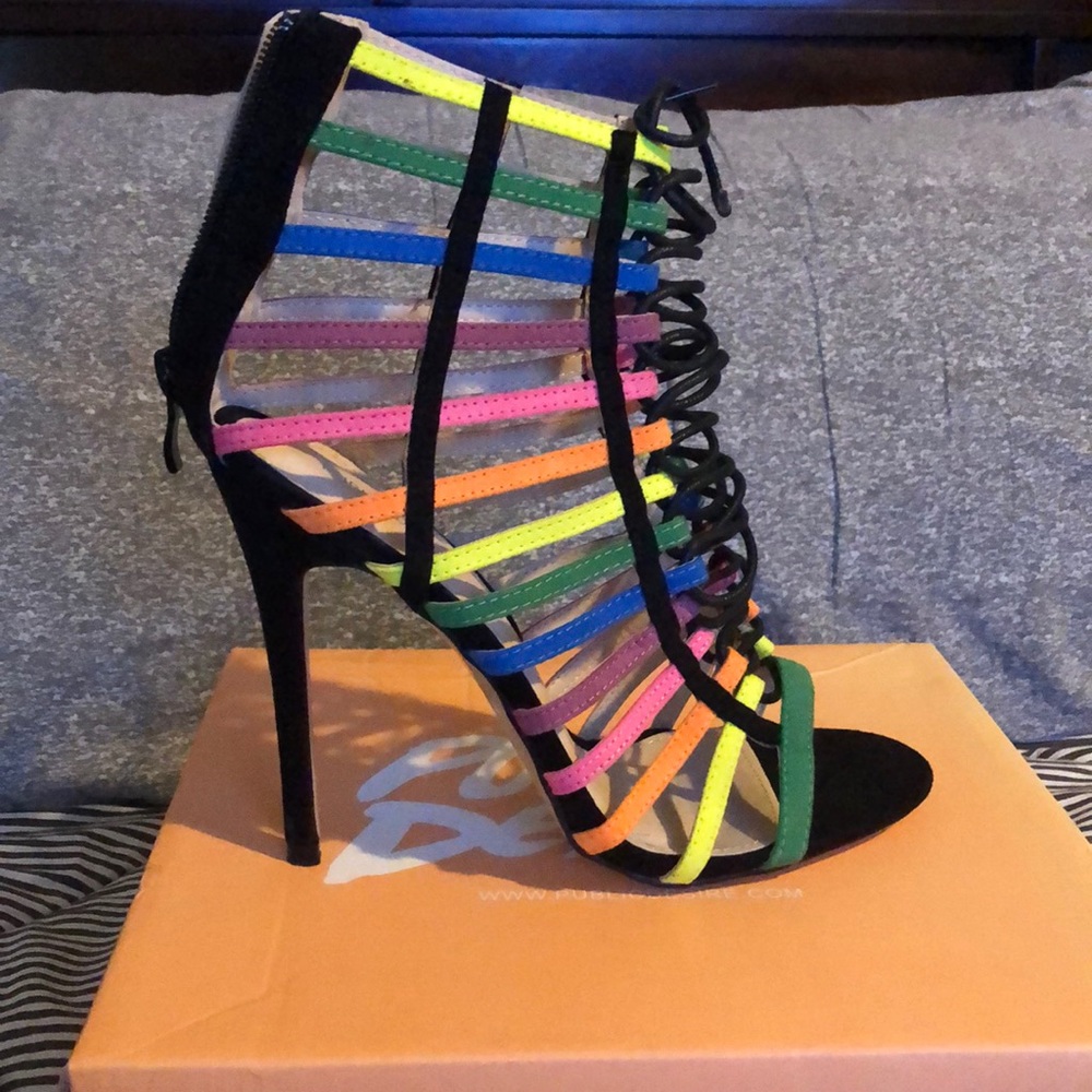 Public Desire Multi-Color Open Toe Bootie Sandals - image 1